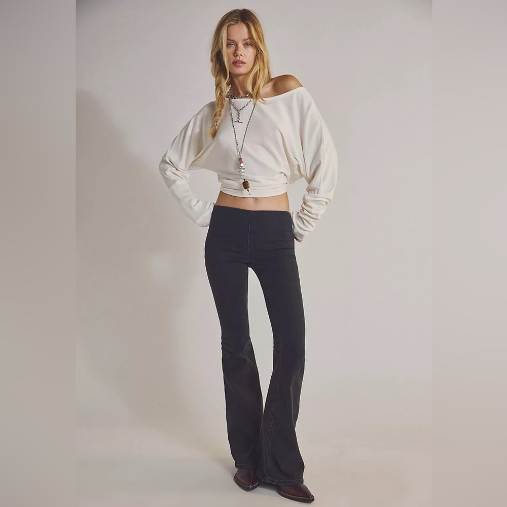 Free People Black Bootcut High-Rise Jeans